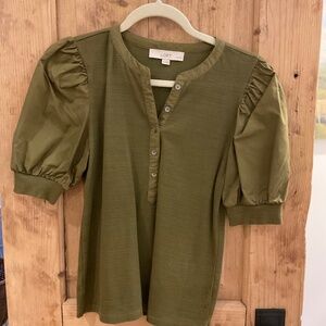 Loft blouse with puff sleeve